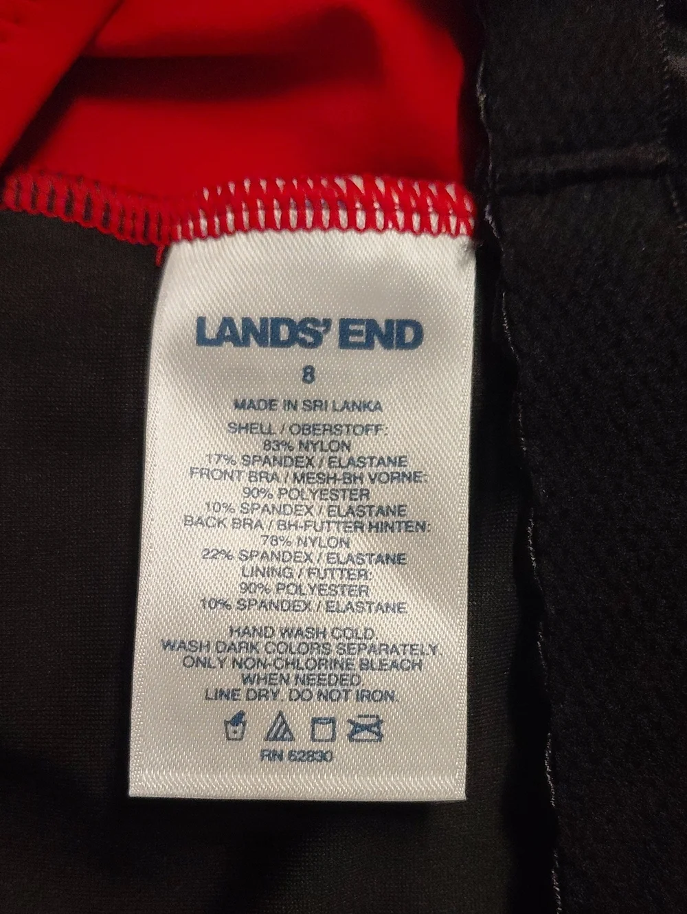 Lands' End Red Strapless Swim Tank